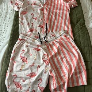 Men's Flamingo and Stripe Pajama Set